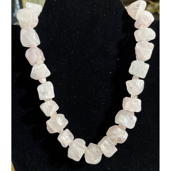 Rose Quartz Chunky Bead Necklace 15” With Toggle Clasp - Picture 1 of 4
